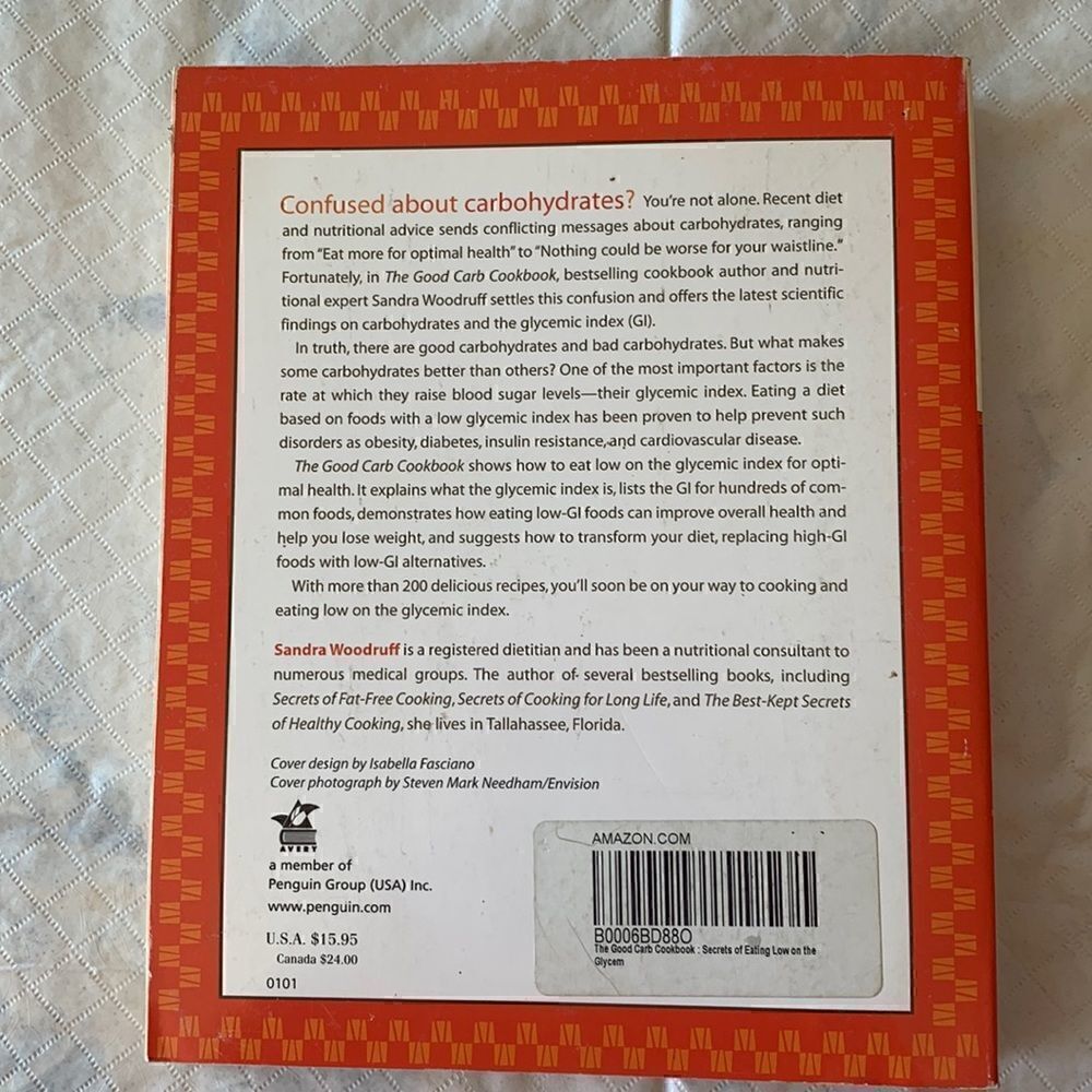 Cookbook Paperback Good Carb Cookbook Woodruff - Picture 3 of 11